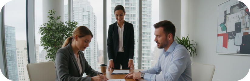 Profesionales en reunión de trabajo en oficina